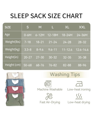 Saco de dormir unisex para bebés 1.0 Tog Rayón Bambú 6-12M