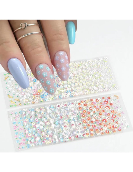 30 Hojas Calcomanías de Uñas Florales Coloridas NZRAESTRS