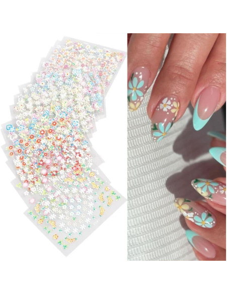 30 Hojas Calcomanías de Uñas Florales Coloridas NZRAESTRS