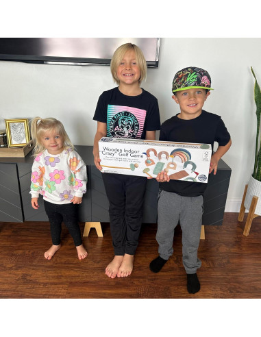 Juego de Mini Golf Interior Casa de Canicas 3 Hoyos Madera