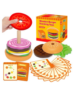 Juguete de Apilamiento de Hamburguesas de Madera Jumlys - 30 Piezas