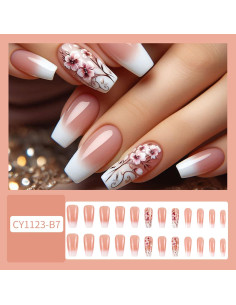 24 Uñas Postizas Acrílicas Florales en Gradiente - CJDLTS 2
