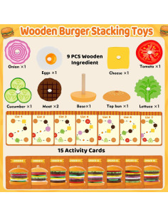 Juguete de Apilamiento de Hamburguesas de Madera Jumlys - 30 Piezas 2