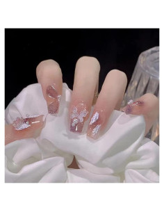 Uñas Postizas Acrílicas Reutilizables YUEJIMEIGUI 24Pcs Mariposa