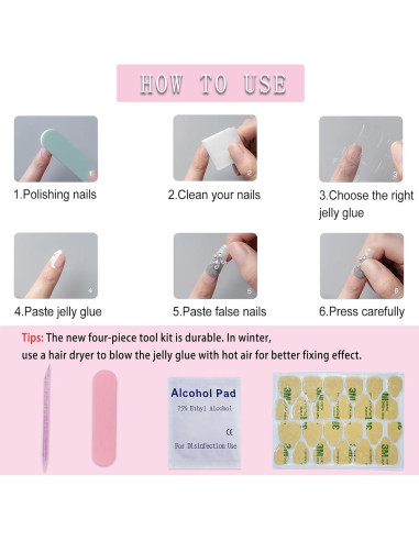 Uñas Postizas Acrílicas Reutilizables YUEJIMEIGUI 24Pcs Mariposa