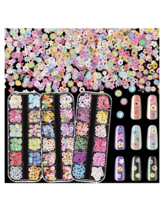 Maitys 3 Cajas 1080 Pcs Flores 3D para Uñas DIY Coloridas