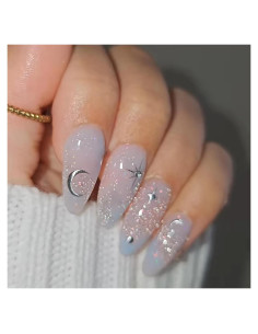 Uñas Falsas Almendras 24 Pcs FIEONCIY Acrílicas Brillantes