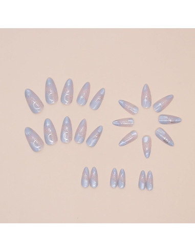 Uñas Falsas Almendras 24 Pcs FIEONCIY Acrílicas Brillantes