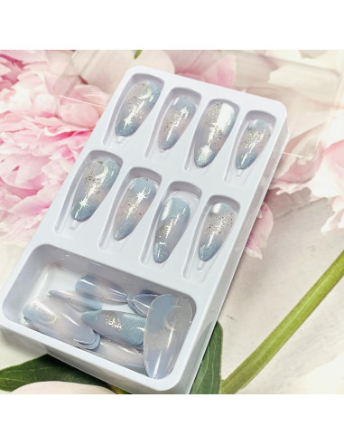 Uñas Falsas Almendras 24 Pcs FIEONCIY Acrílicas Brillantes