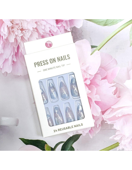 Uñas Falsas Almendras 24 Pcs FIEONCIY Acrílicas Brillantes