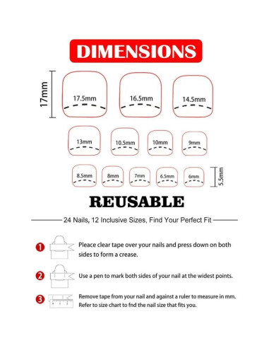 Uñas Postizas Cortas Cuadradas BLGTGH Rojo Vino 24Pcs