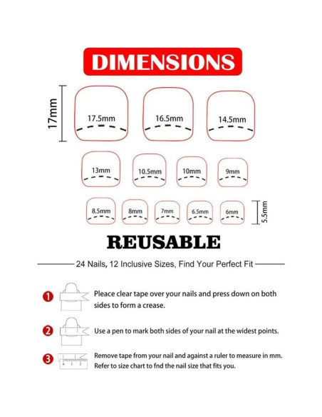 Uñas Postizas Cortas Cuadradas BLGTGH Rojo Vino 24Pcs