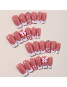 Uñas Postizas Francesas YKZFUI 24 Pzs Acrílico Medianas 2