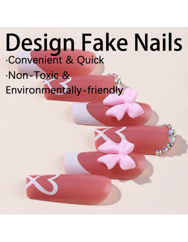 Uñas Postizas Francesas YKZFUI 24 Pzs Acrílico Medianas