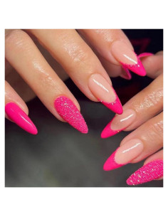 Uñas Postizas Almendra BAOYAALIN Rosa Caliente 24 Piezas