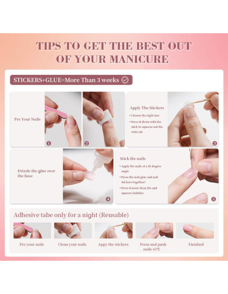 Uñas Postizas Cortas Mivota Almendra Francesa Púrpura 24 Pcs