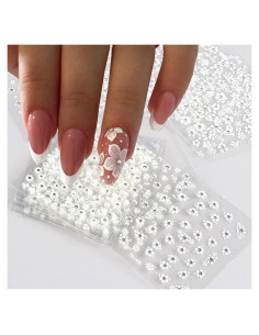 30 Hojas Stickers de Uñas 3D Flores Blancas CEWEWP