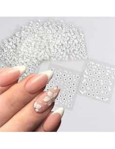 30 Hojas Stickers de Uñas 3D Flores Blancas CEWEWP 2