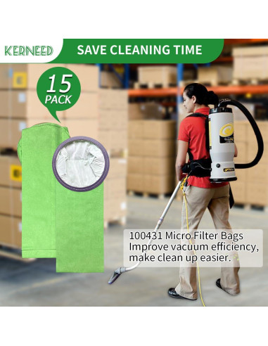 15 Bolsas de Filtro Micro Kerneed 100431 para Aspiradora ProTeam