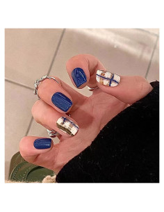 Uñas Postizas Cortas Coffin Onsdag - 24 Piezas Reutilizables