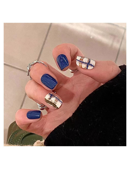 Uñas Postizas Cortas Coffin Onsdag - 24 Piezas Reutilizables