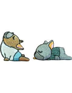 Conjunto de 2 Parches Bordados Bulldog Francés 4x6 cm 2