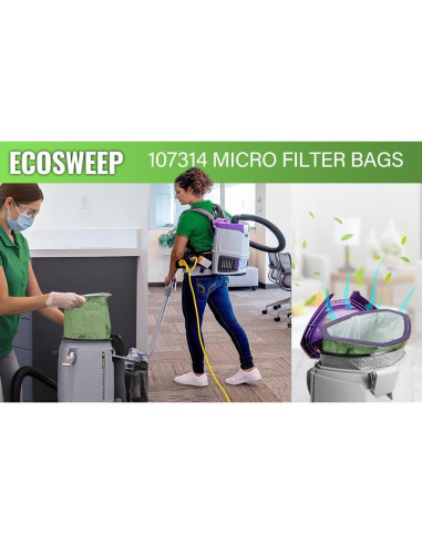 Paquete de 12 bolsas de filtro Genérico 107314 para ProTeam 6 QT