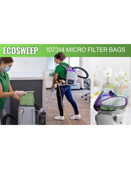 Paquete de 12 bolsas de filtro Genérico 107314 para ProTeam 6 QT