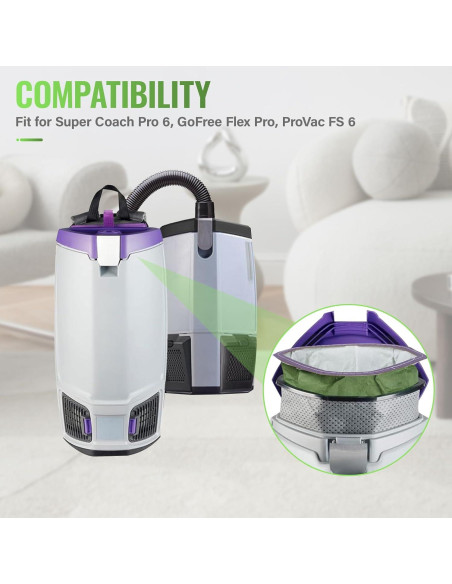 Paquete de 12 bolsas de filtro Genérico 107314 para ProTeam 6 QT