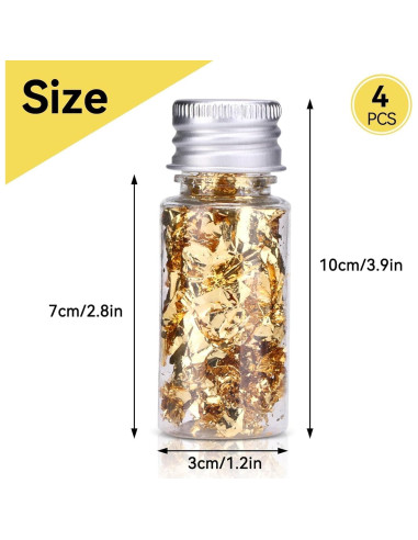 4 Botellas de 5g Copos de Oro Beufee para Decoración