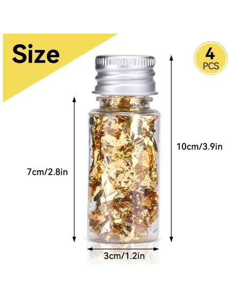 4 Botellas de 5g Copos de Oro Beufee para Decoración