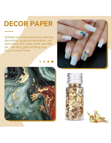 4 Botellas de 5g Copos de Oro Beufee para Decoración