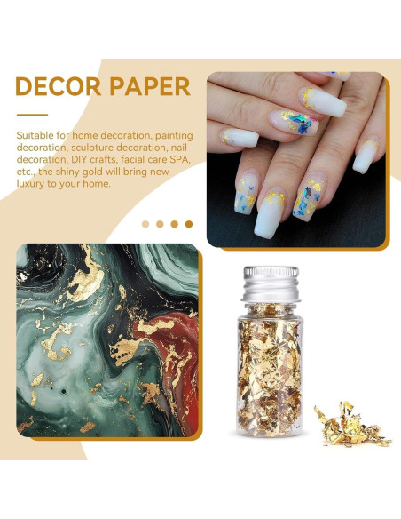 4 Botellas de 5g Copos de Oro Beufee para Decoración