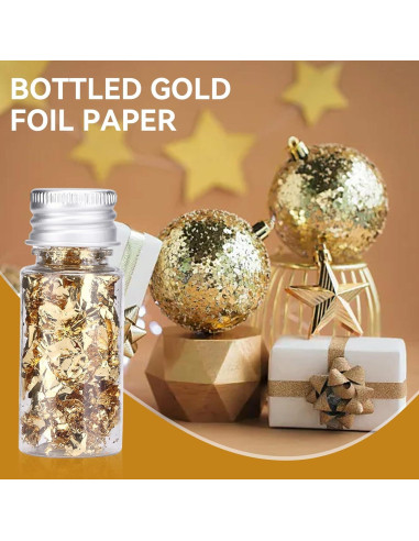 4 Botellas de 5g Copos de Oro Beufee para Decoración