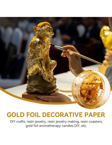 4 Botellas de 5g Copos de Oro Beufee para Decoración