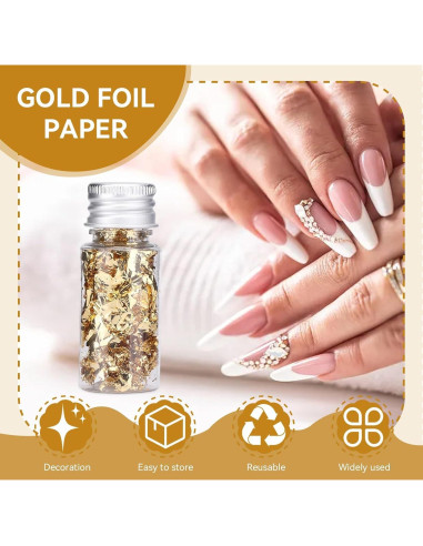 4 Botellas de 5g Copos de Oro Beufee para Decoración