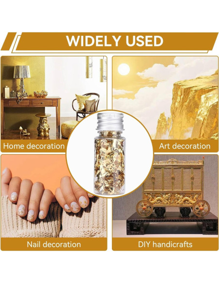 4 Botellas de 5g Copos de Oro Beufee para Decoración