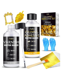 Kit de Adhesivo para Pan de Oro Limino - 3.5oz Pegamento y Barniz