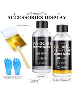 Kit de Adhesivo para Pan de Oro Limino - 3.5oz Pegamento y Barniz 2