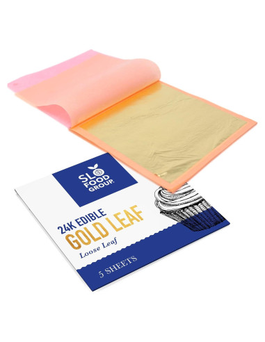 Hojas de Oro Comestible Slofoodgroup 24K - 5 Páginas 8x8cm