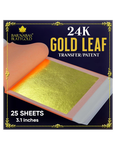 Hoja de Oro 24K Barnabas Blattgold - 25 Hojas Transferencia