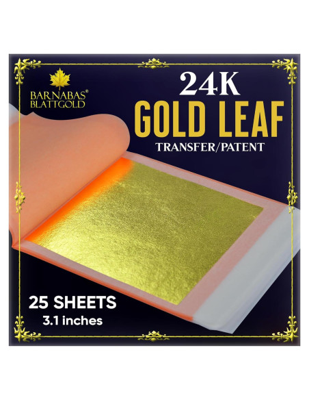 Hoja de Oro 24K Barnabas Blattgold - 25 Hojas Transferencia