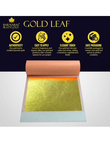 Hoja de Oro 24K Barnabas Blattgold - 25 Hojas Transferencia