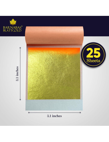 Hoja de Oro 24K Barnabas Blattgold - 25 Hojas Transferencia