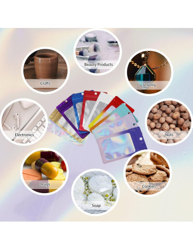 Paquete de 200 Bolsas Mylar Reutilizables MSBS 8x14cm Dorado