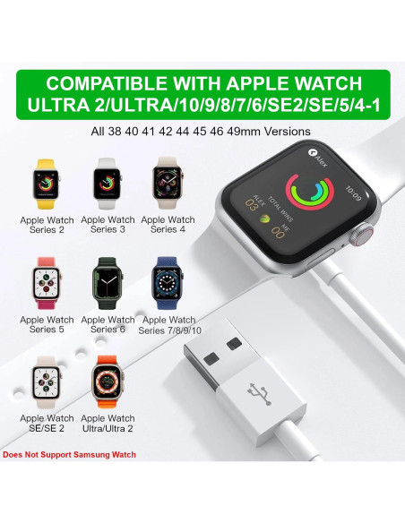Cable de Cargador Magnético para Apple Watch 1M - Carga Rápida