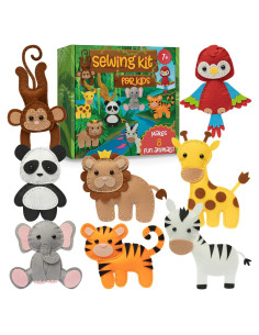 Kit de Costura Craftorama para Niños - Animales Salvajes, 165 Piezas