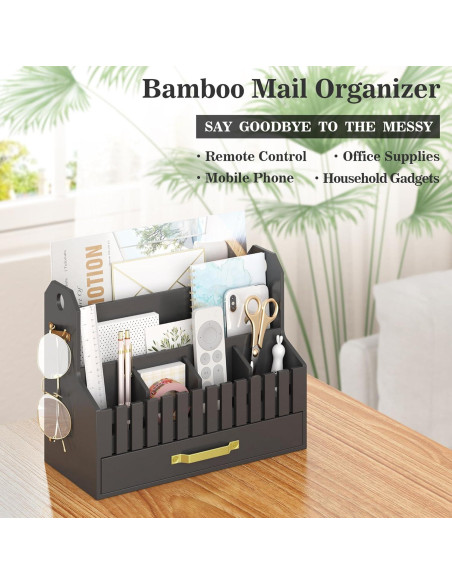 Organizador de Correo de Bambú Wisuce Essentials Negro 1 Cuenta