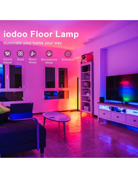 Lámpara de Suelo LED IODOO RGB con Control APP y Remoto