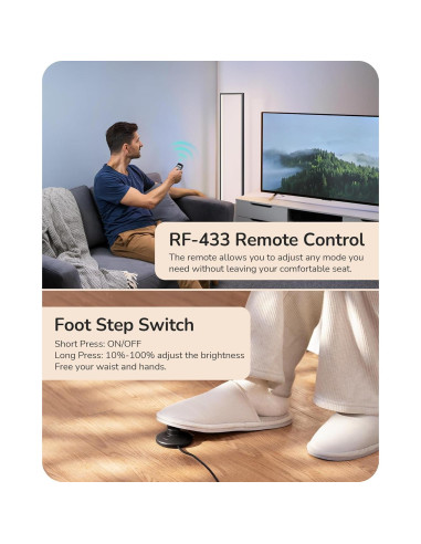 Lámpara de Pie LED EDISHINE Rectangular 146.8 cm Regulable